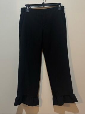 Banana Republic Black Ruffle Hem Cropped Pants